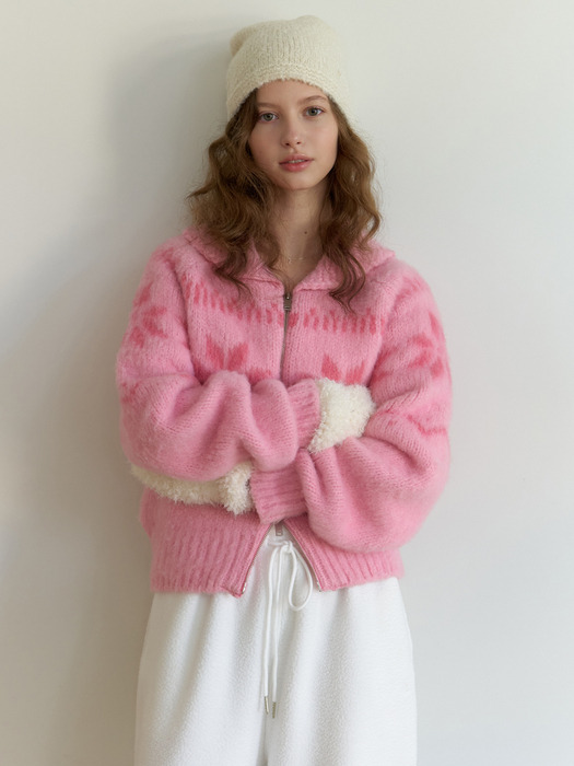 Snowball knit cardigan (pink)