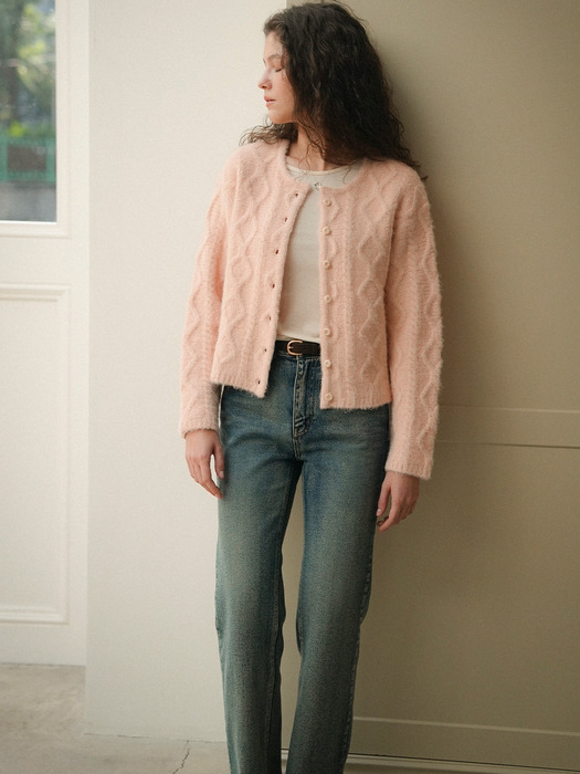 Cozy soft cable cardigan_Pink