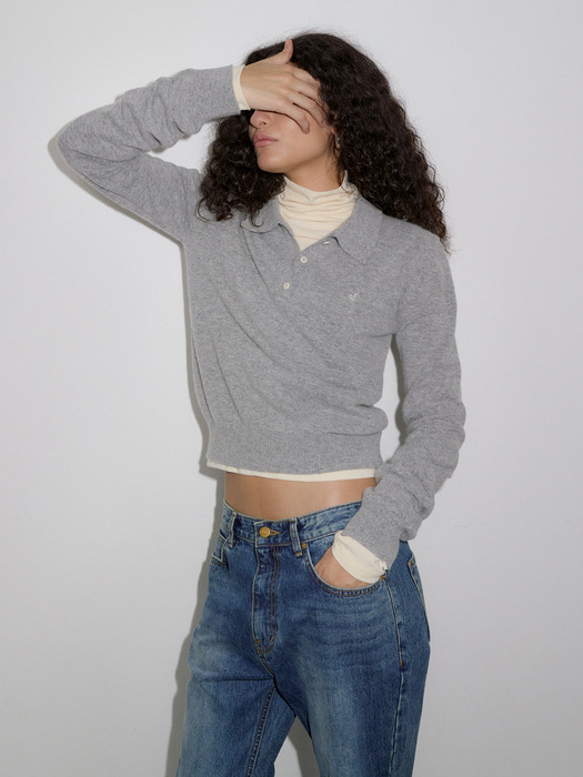 OF COLLAR KNIT_MELANGE GREY