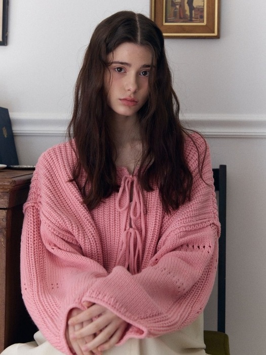 wool bolero hachi knit cardigan_pink