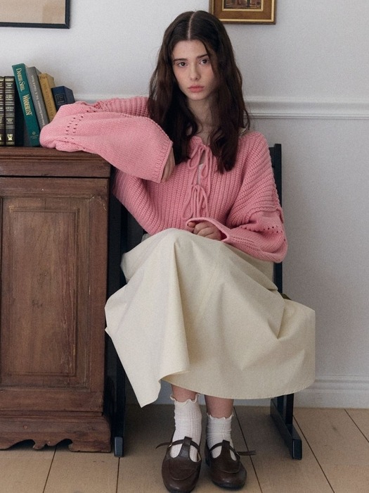 wool bolero hachi knit cardigan_pink