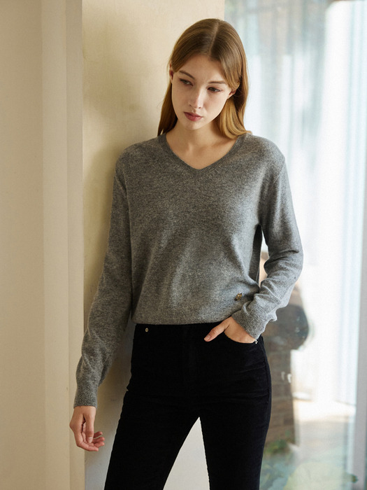 WK-09 V-NECK SIMPLE PULLOVER (4COLORS)