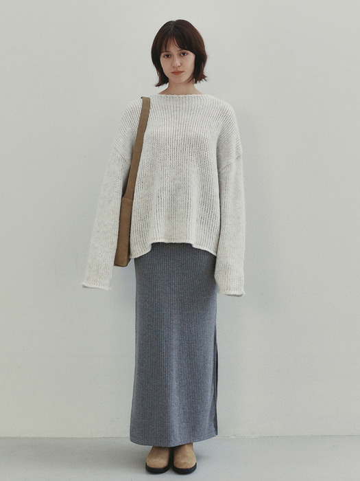 Double Waist Long Skirt (Gray)