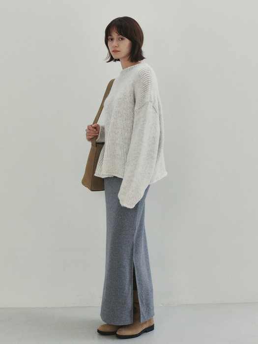 Double Waist Long Skirt (Gray)