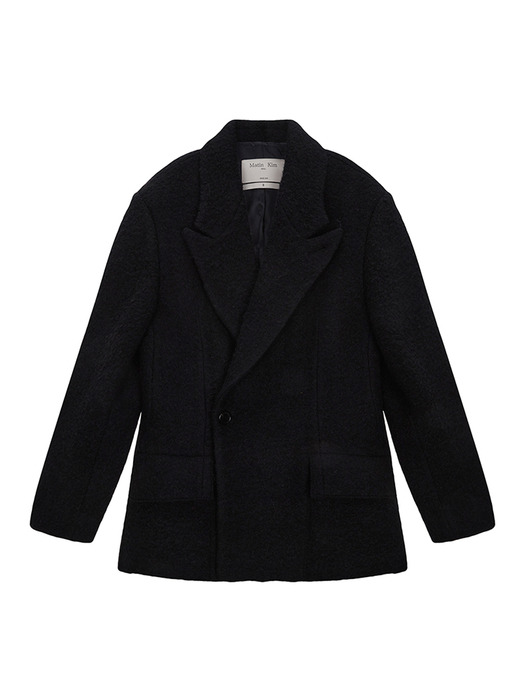 TWO BUTTON POCKET WOOL JACKET IN DARK NAVY