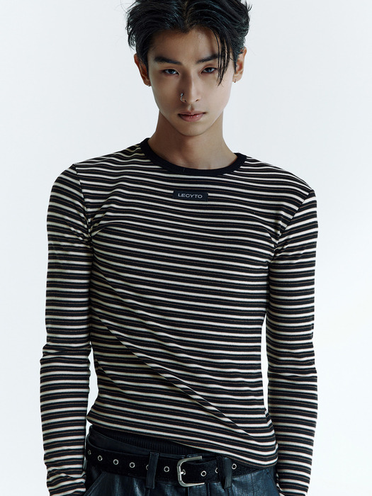 Soft Multi Stripe T-Shirt_[Brown]