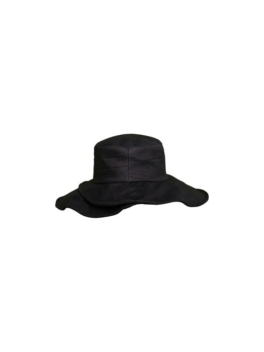 Double brim wide hat - Black
