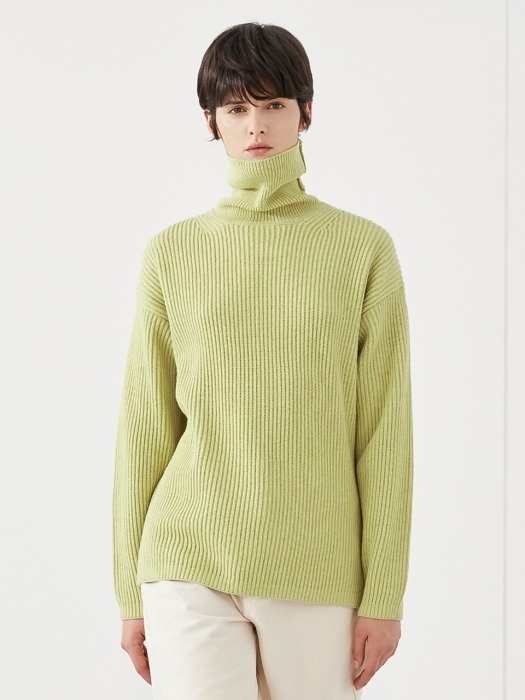 MERINO POLONECK KNIT_YELLOW GREEN