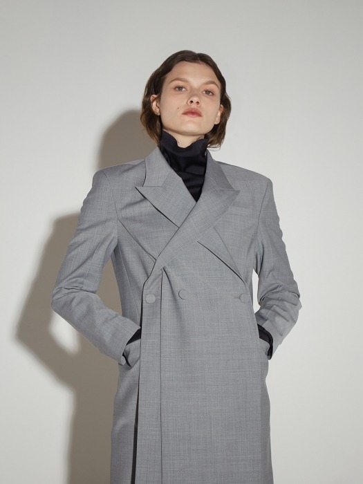 Overlapped lapel collar tailored jacket