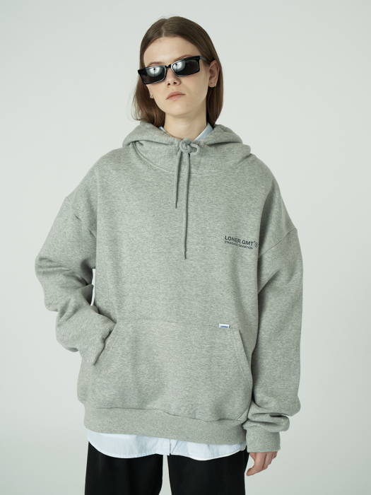[L]Back under logo hoodie-grey