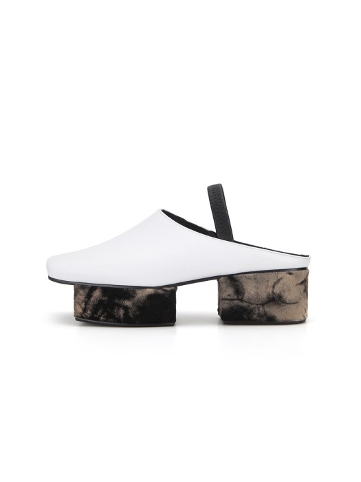 Squared Toe Mule with Separated Platforms | White