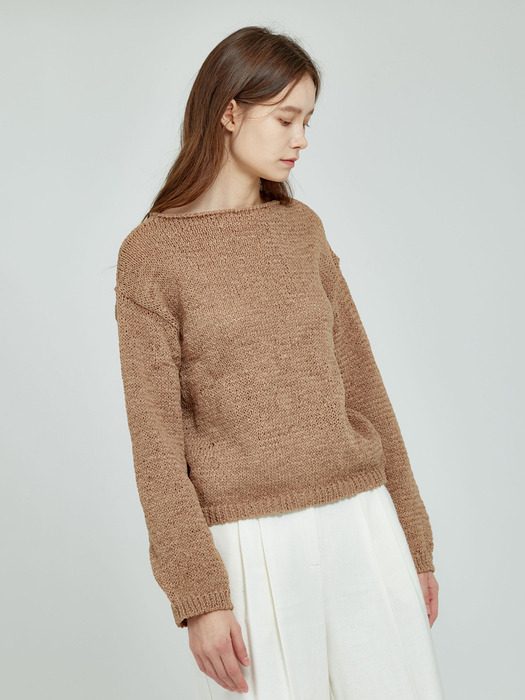 BOAT NECK KNIT (BROWN)