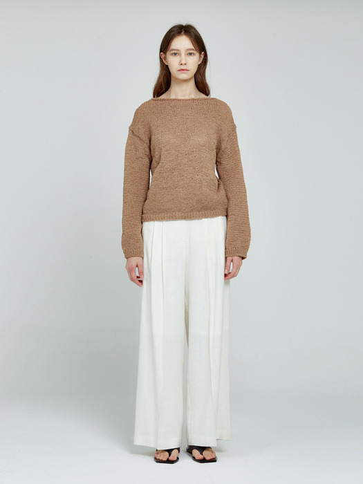 BOAT NECK KNIT (BROWN)