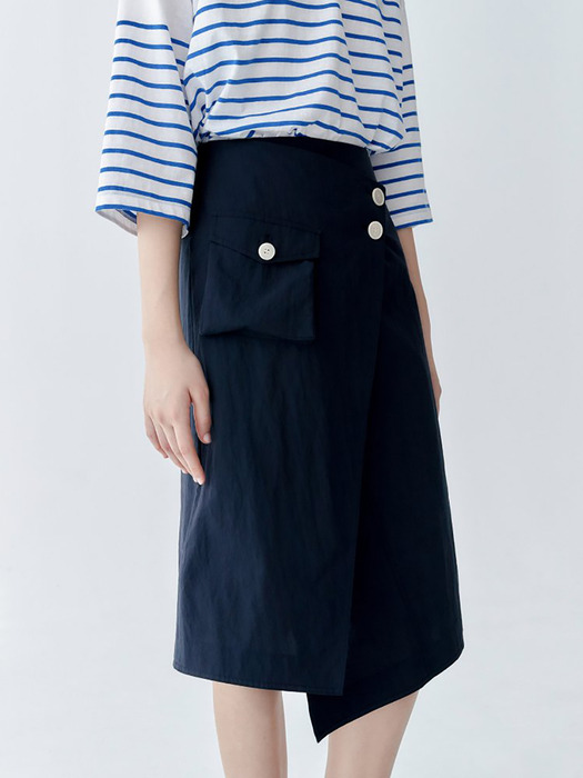 Unbalance Out pocket Skirt - Navy (KE0327M04R)