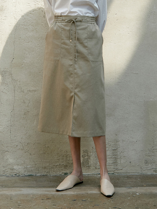 pocket banding skirt (light khaki)