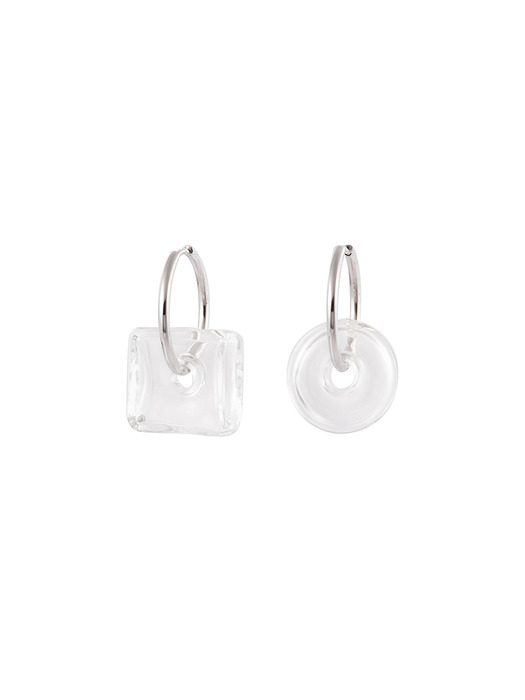 Glass Tube Hoop Earring(clear)