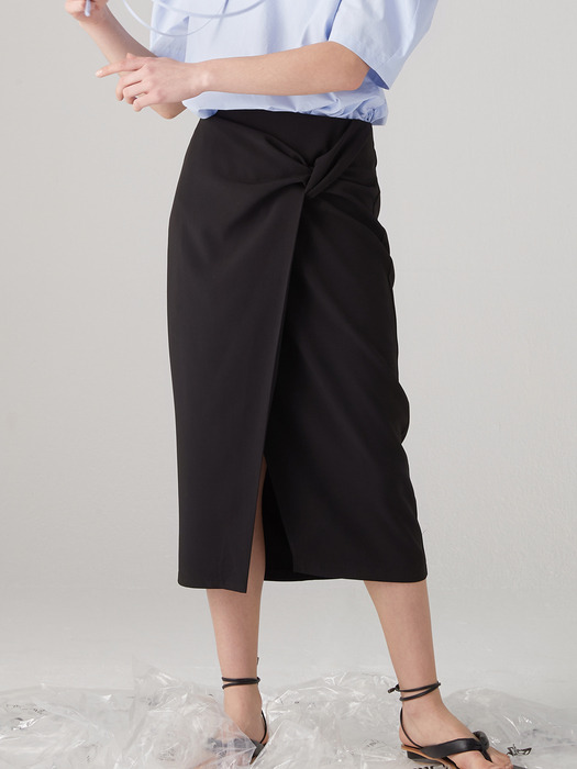 Knotted wrap skirt - Black