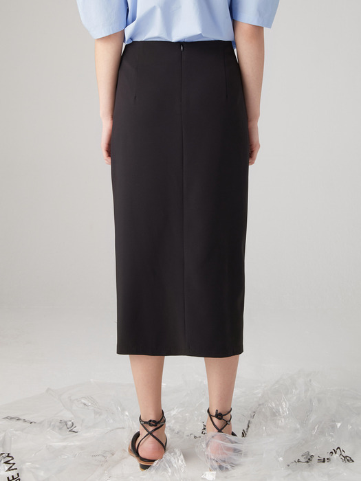 Knotted wrap skirt - Black