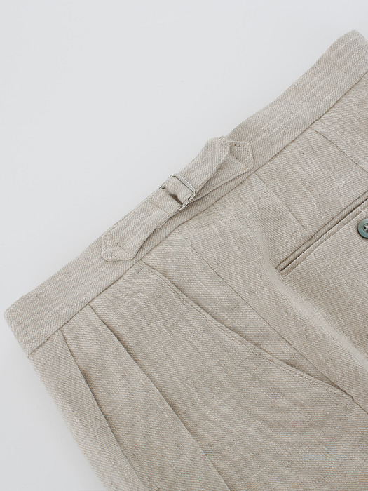 Linen two tuck adjust pants (Ivory)