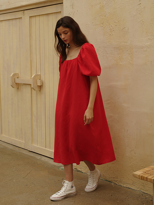 [리퍼브] RED MELISA LONG DRESS (레드 멜리사 롱 원피스)