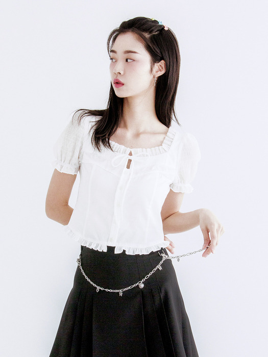 Bustier puff blouse (White)