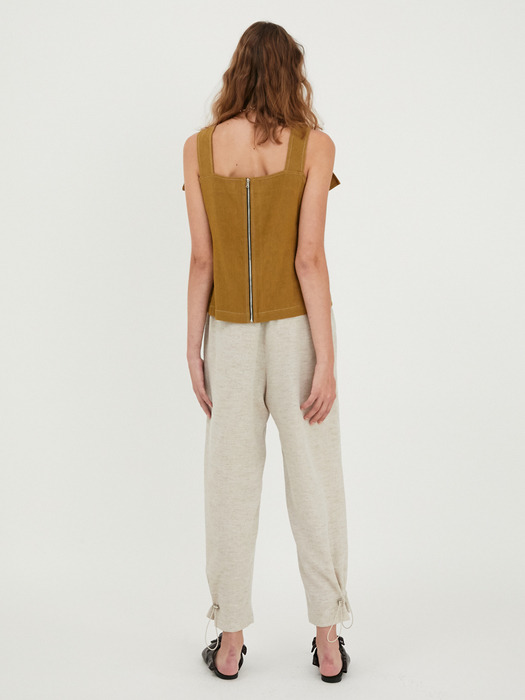 LINEN POINTED ST TOP [OLIVE]