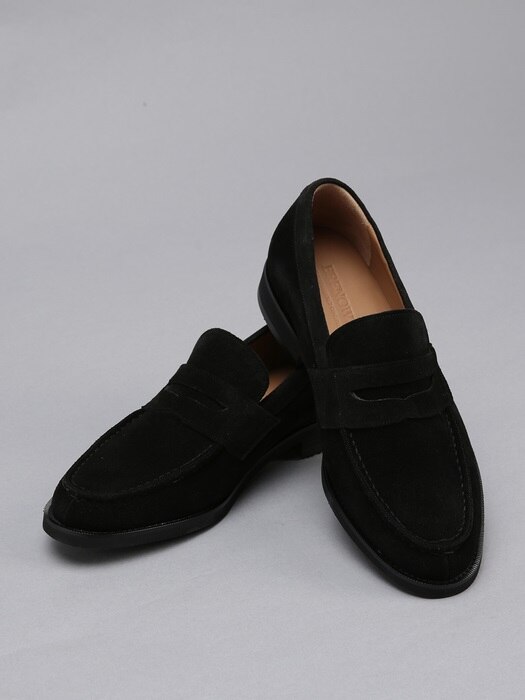 [리퍼브]Suede Black Y-tip Penny Loafer#6041