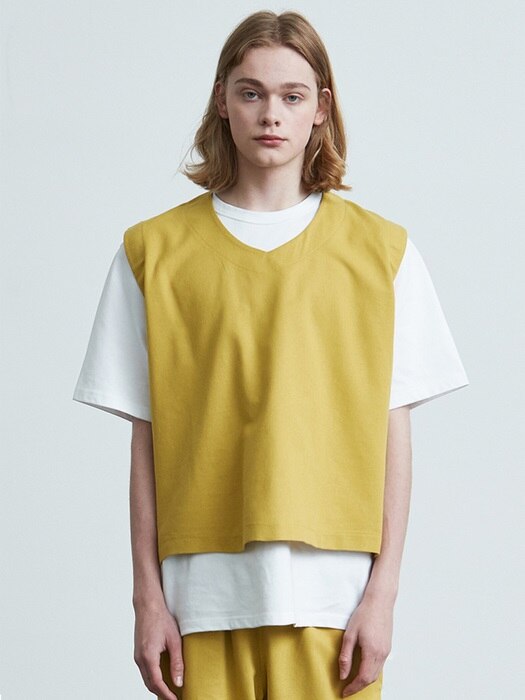 V016 v-neck cotton vest (yellow)