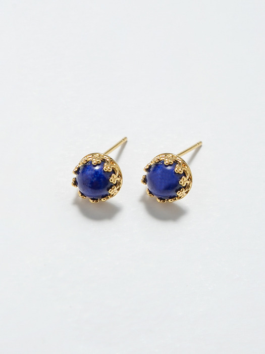 Lapis Lazuli Round Earrings (14K 골드필드)