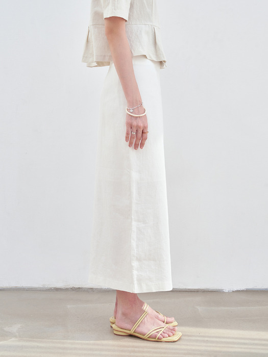 SLIM H-LINE LONG SKIRT_IVORY