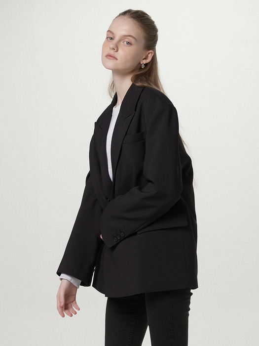 [BE:able] Overfit double jacket - Black