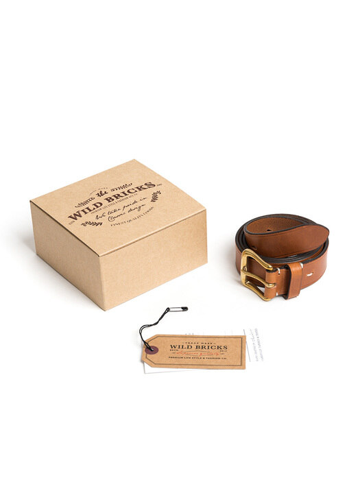CL BRASS LEATHER BELT (brown)