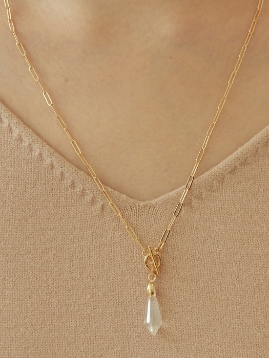 thin cahin crystal necklace-crystal