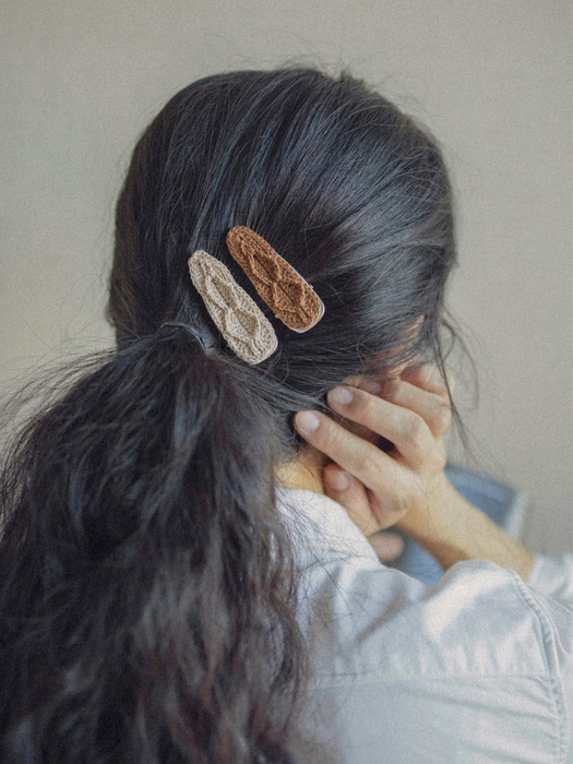 [2SET] French crochet hair clip
