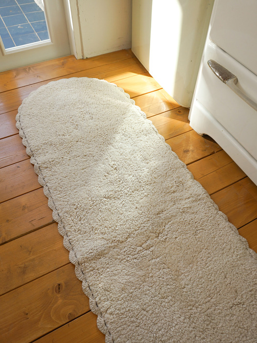 핸드메이드 라운드 레이스 주방매트