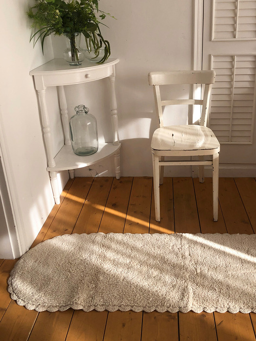 핸드메이드 라운드 레이스 주방매트