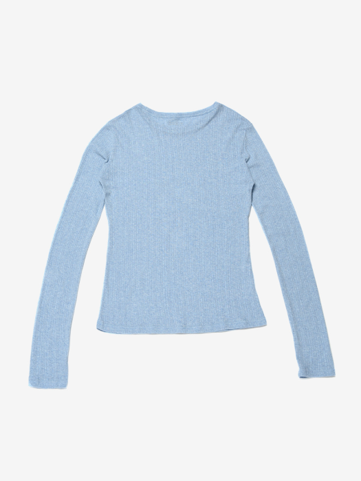 BENSIMON JACQUARD CREW NECK KNIT  - SKY BLUE