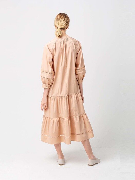 Shirring tiered Dress_PINK