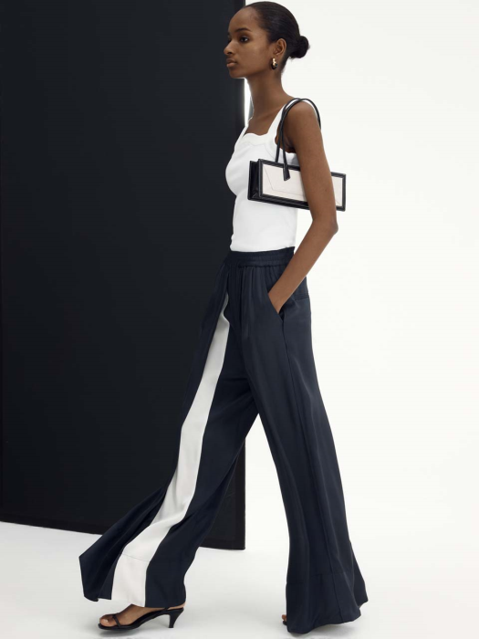 COLORBLOCK DRAPED TROUSERS (NAVY)