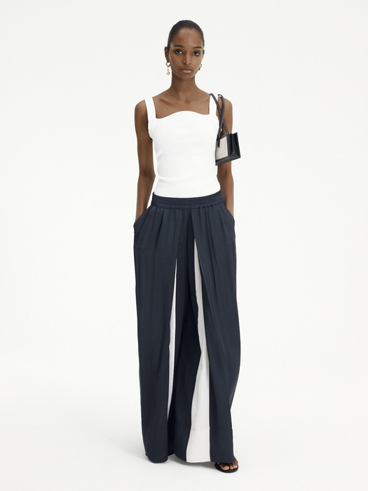 COLORBLOCK DRAPED TROUSERS (NAVY)