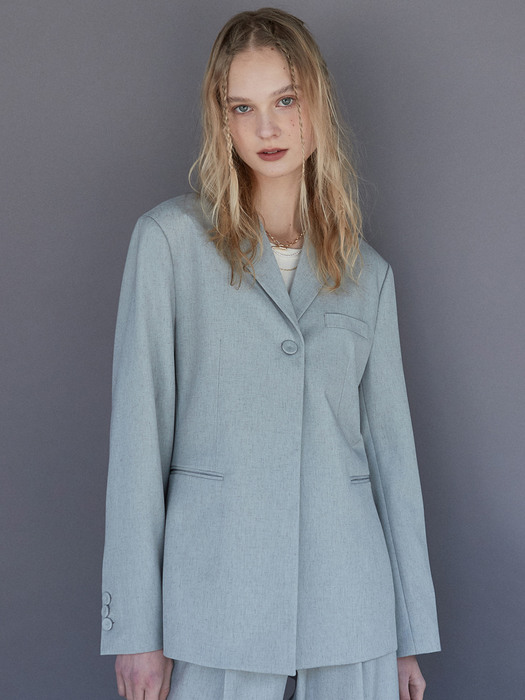 OU611 cover one button jacket (mint gray)