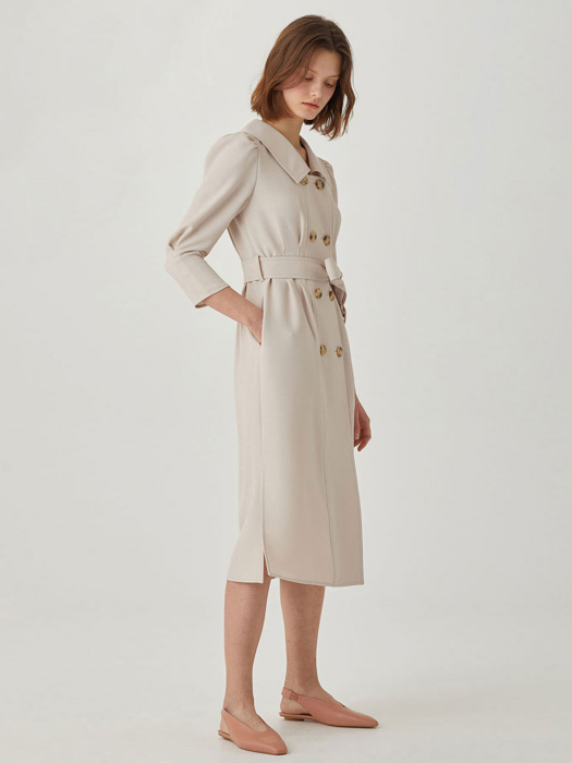 Double Button Belted Dress [DEEP IVORY] JYDR1B906I3