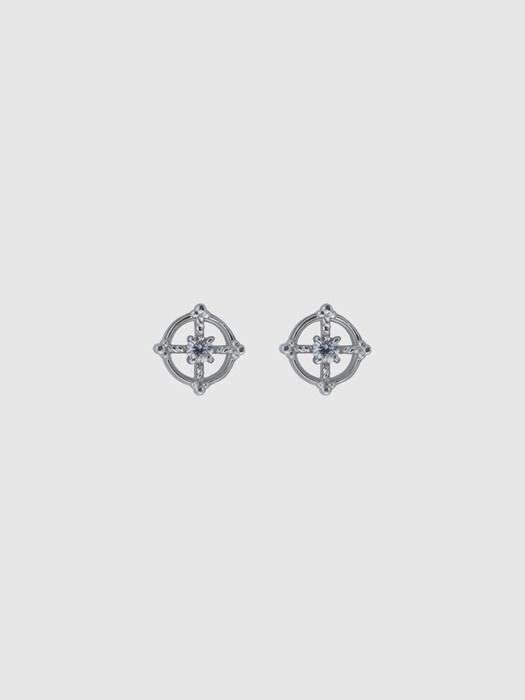 Cross round cubic earring
