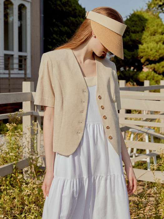 Half-sleeve linen Jacket_2COLORS