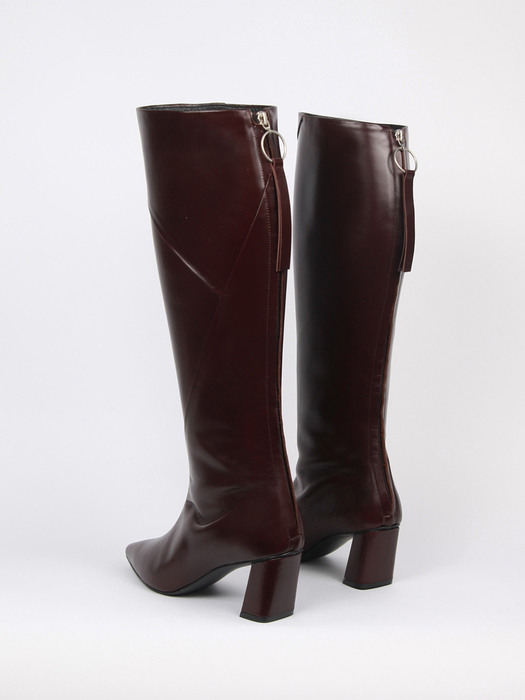 Magot Long Boots Leather Burgundy