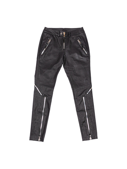 Coated Zipped Skinny Pants