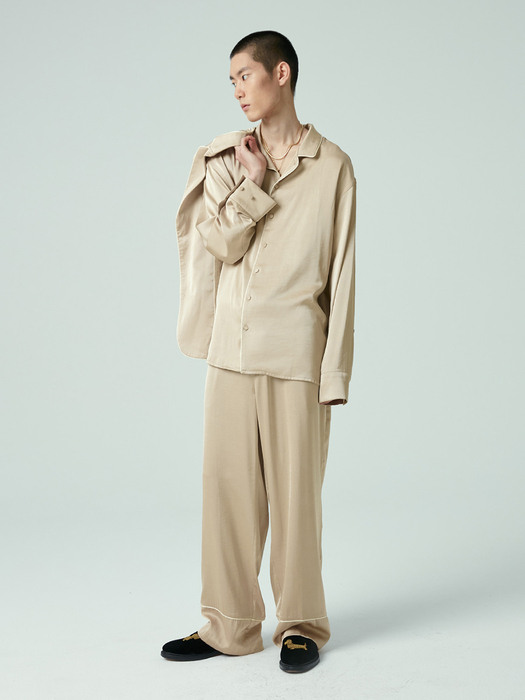 Satin Pajama Jacket (BEIGE)