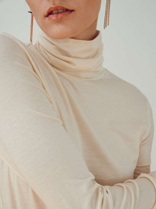 [Day-Wool] Shirring Sleeve Turtleneck_4color