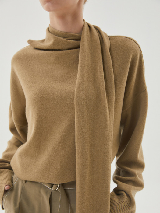 SCARF CASHMERE KNIT_CAMEL