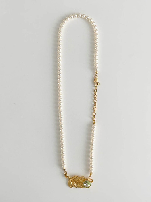 Lace Leaf Cream Pearl Necklace Bracelet